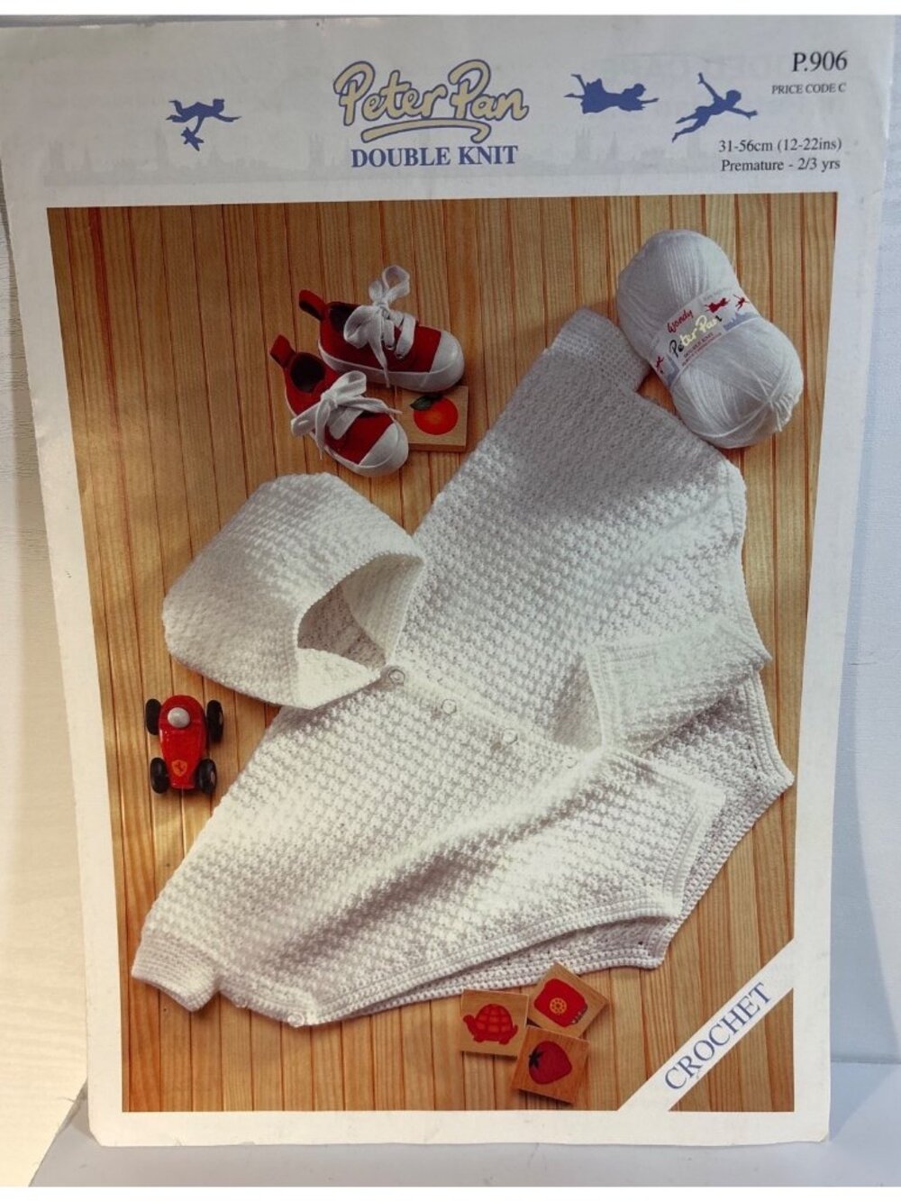 Peter Pan Crochet Double Knit Baby Pattern P906 Premature To 2/3 Yrs Printed In